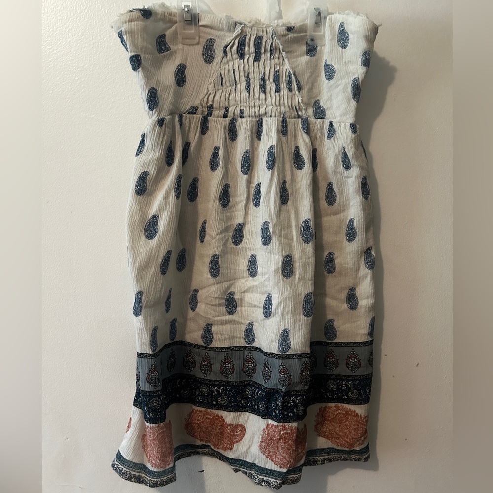 O'Neill Blue and White Smocked Tube Top
